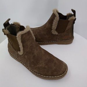 Blowfish Size 7.5 Ankle Boots Faux Fur Trim Back Zip Brown